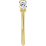 14K Gold Round Natural Diamond U-Prong Five-Stone Anniversary Band – 3.8 mm Stones - Yellow Gold - view 4