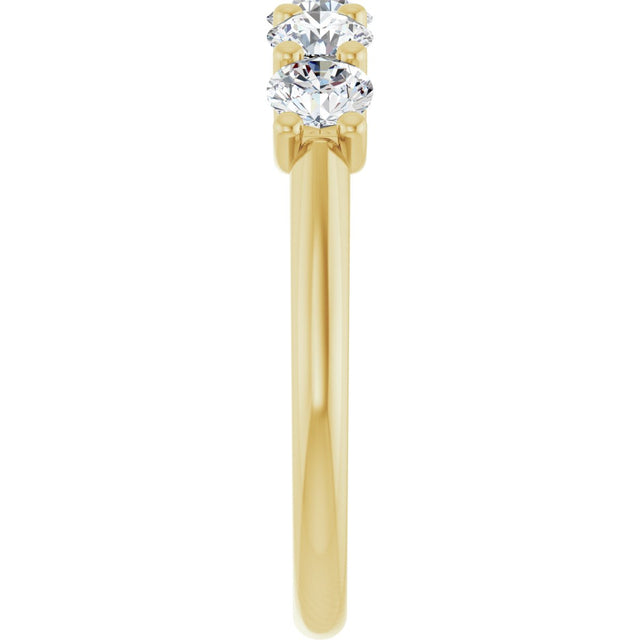 14K Gold Round Natural Diamond U-Prong Five-Stone Anniversary Band – 3.8 mm Stones - Yellow Gold - view 4