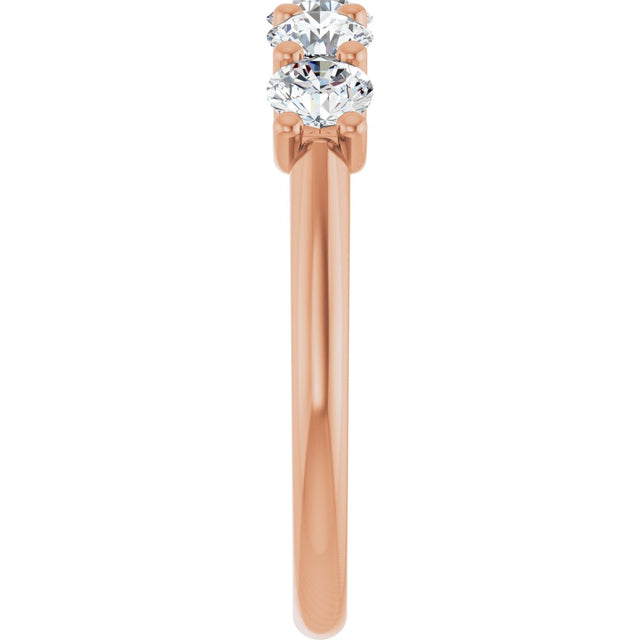 14K Gold Round Lab-Grown Diamond U-Prong Five-Stone Anniversary Band – 3.8 mm Stones - Rose Gold - view 4
