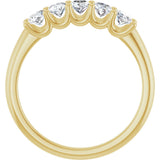 14K Gold Oval Natural Diamond U-Prong Five-Stone Anniversary Band – 5x3 mm Stones - Yellow Gold - view 2