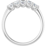Platinum Oval Natural Diamond U-Prong Five-Stone Anniversary Band – 5x3 mm Stones - view 2
