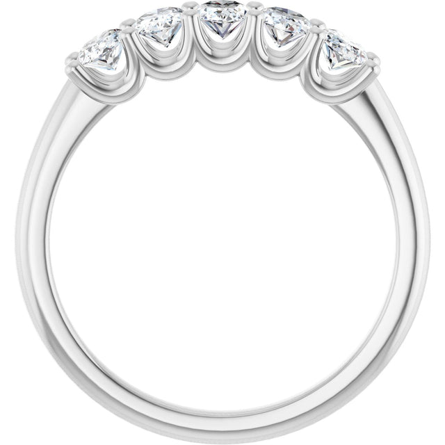 Platinum Oval Natural Diamond U-Prong Five-Stone Anniversary Band – 5x3 mm Stones - view 2