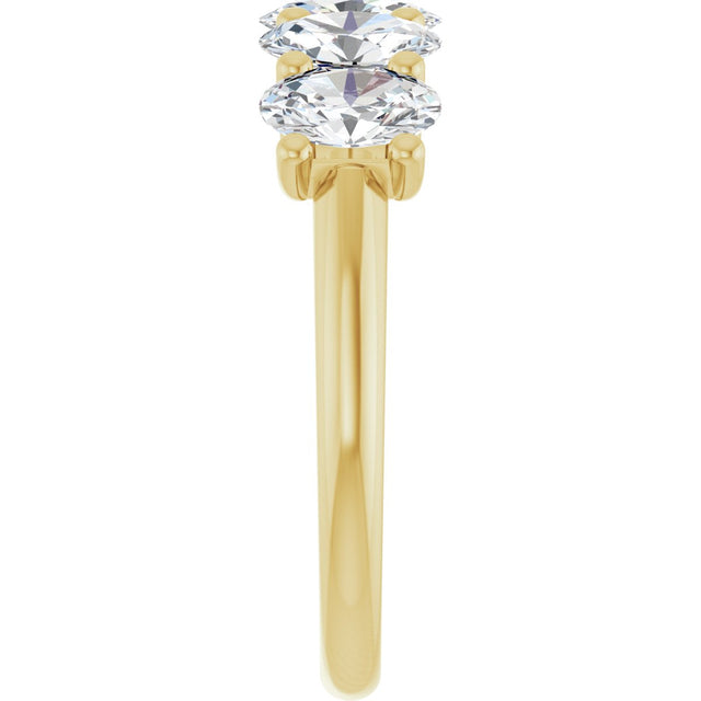 14K Gold Oval Lab-Grown Diamond U-Prong Five-Stone Anniversary Band – 6x4 mm Stones - Yellow Gold - view 4