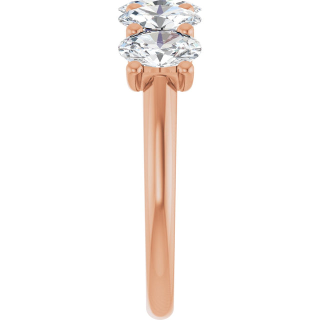 14K Gold Oval Lab-Grown Diamond U-Prong Five-Stone Anniversary Band – 6x4 mm Stones - Rose Gold - view 4