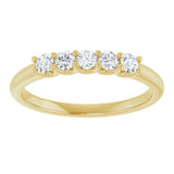 14K Gold Round Lab-Grown Diamond U-Prong Five-Stone Anniversary Band – 2.5 mm Stones - Yellow Gold - view 3