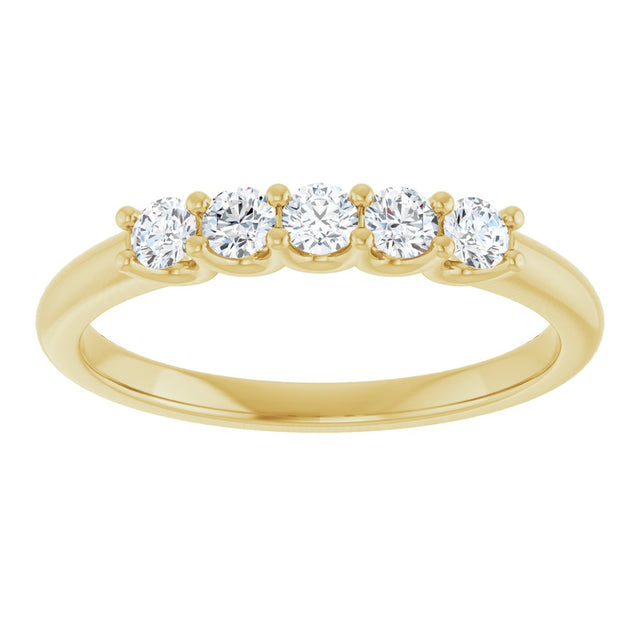 14K Gold Round Lab-Grown Diamond U-Prong Five-Stone Anniversary Band – 2.5 mm Stones - Yellow Gold - view 3