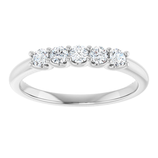 14K Gold Round Lab-Grown Diamond U-Prong Five-Stone Anniversary Band – 2.5 mm Stones - White Gold - view 3