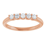 14K Gold Round Lab-Grown Diamond U-Prong Five-Stone Anniversary Band – 2.5 mm Stones - Rose Gold - view 3