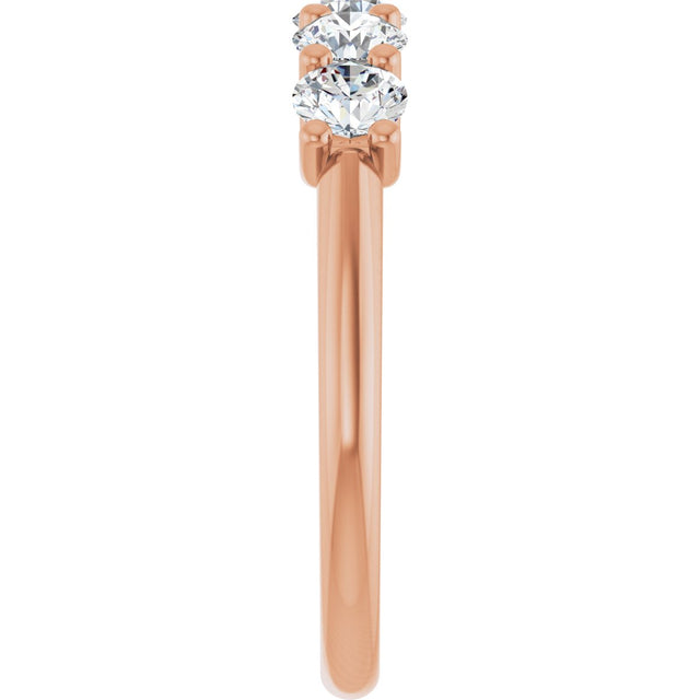 14K Gold Round Lab-Grown Diamond U-Prong Five-Stone Anniversary Band – 3.75 mm Stones - Rose Gold - view 4