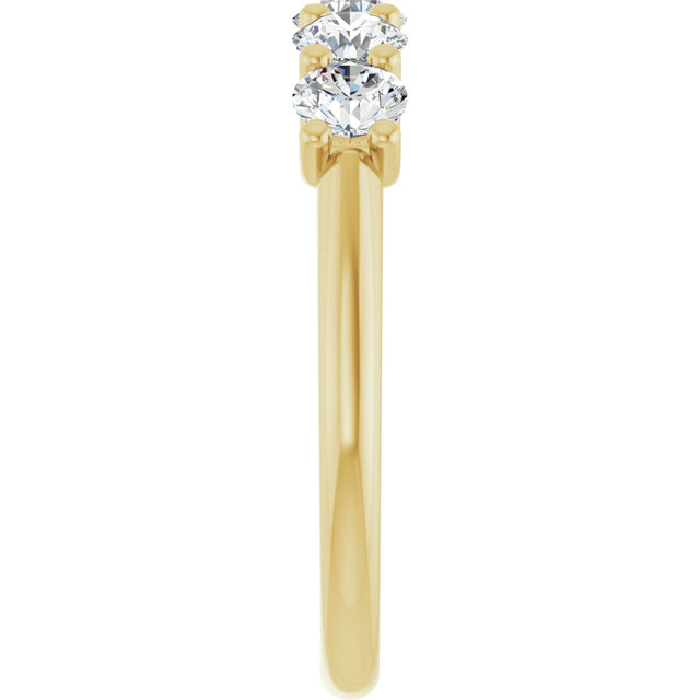14K Gold Round Lab-Grown Diamond U-Prong Five-Stone Anniversary Band – 3.75 mm Stones - Yellow Gold - view 4