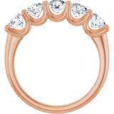 14K Gold Round Lab-Grown Diamond U-Prong Five-Stone Anniversary Band – 4.4 mm Stones - Rose Gold - view 2
