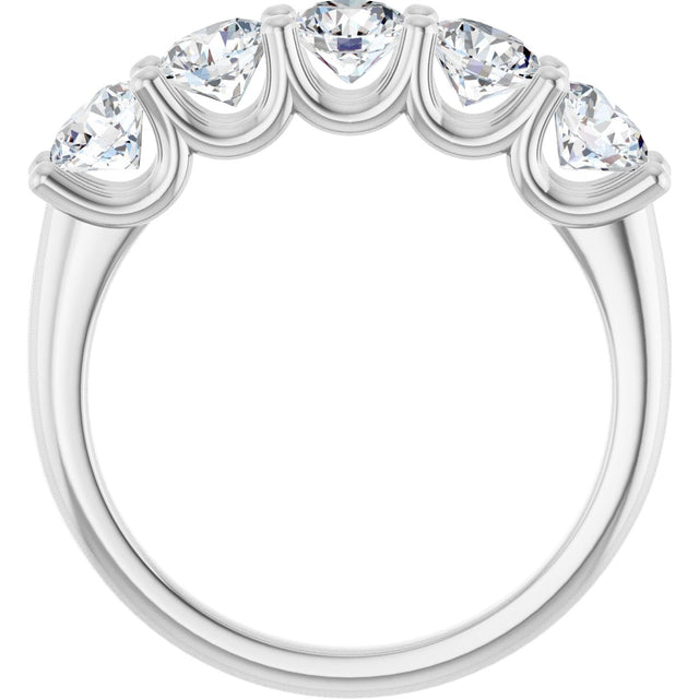 Platinum Round Lab-Grown Diamond U-Prong Five-Stone Anniversary Band – 4.4 mm Stones - view 2