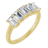 14K Gold Emerald Lab-Grown Diamond U-Prong Five-Stone Anniversary Band – 1 1/2–3 CTW - Yellow Gold
