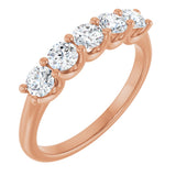 14K Gold Round Natural Diamond U-Prong Five-Stone Anniversary Band – 3.5 mm Stones - Rose Gold