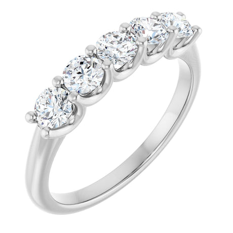 Platinum Round Lab-Grown Diamond U-Prong Five-Stone Anniversary Band – 3.5 mm Stones