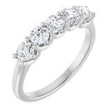 Platinum Round Natural Diamond U-Prong Five-Stone Anniversary Band – 3.5 mm Stones