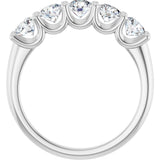 Platinum Round Lab-Grown Diamond U-Prong Five-Stone Anniversary Band – 4.1 mm Stones - view 2