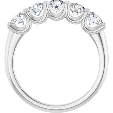 Platinum Round Lab-Grown Diamond U-Prong Five-Stone Anniversary Band – 4.1 mm Stones - view 2