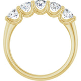 14K Gold Round Lab-Grown Diamond U-Prong Five-Stone Anniversary Band – 4.1 mm Stones - Yellow Gold - view 2