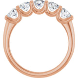 14K Gold Round Lab-Grown Diamond U-Prong Five-Stone Anniversary Band – 4.1 mm Stones - Rose Gold - view 2