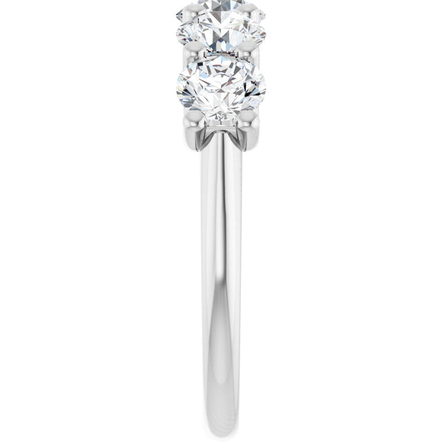 Platinum Round Lab-Grown Diamond U-Prong Five-Stone Anniversary Band – 4.8 mm Stones - view 4