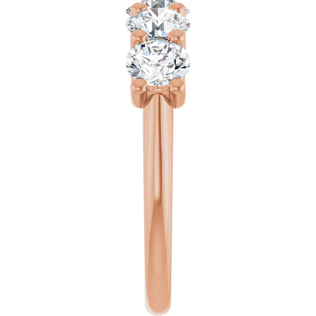 14K Gold Round Lab-Grown Diamond U-Prong Five-Stone Anniversary Band – 4.8 mm Stones - Rose Gold - view 4