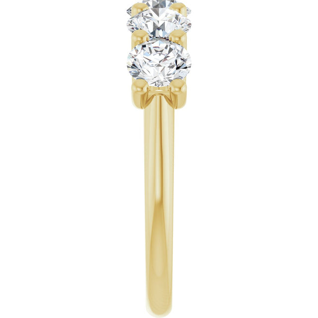 14K Gold Round Lab-Grown Diamond U-Prong Five-Stone Anniversary Band – 4.8 mm Stones - Yellow Gold - view 4