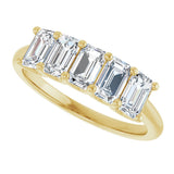 14K Gold Emerald Lab-Grown Diamond U-Prong Five-Stone Anniversary Band – 1 1/2–3 CTW - Yellow Gold - view 5