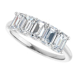 Platinum Emerald Lab-Grown Diamond U-Prong Five-Stone Anniversary Band – 1 1/2–3 CTW - view 5