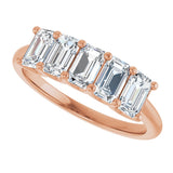 14K Gold Emerald Lab-Grown Diamond U-Prong Five-Stone Anniversary Band – 1 1/2–3 CTW - Rose Gold - view 5