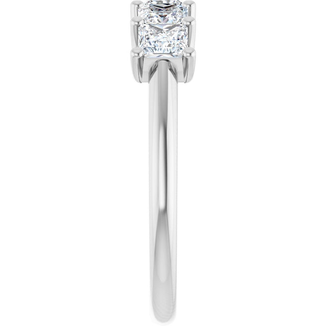 14K Gold Square Lab-Grown Diamond U-Prong Five-Stone Anniversary Band – 1/2–2 CTW - White Gold - view 4