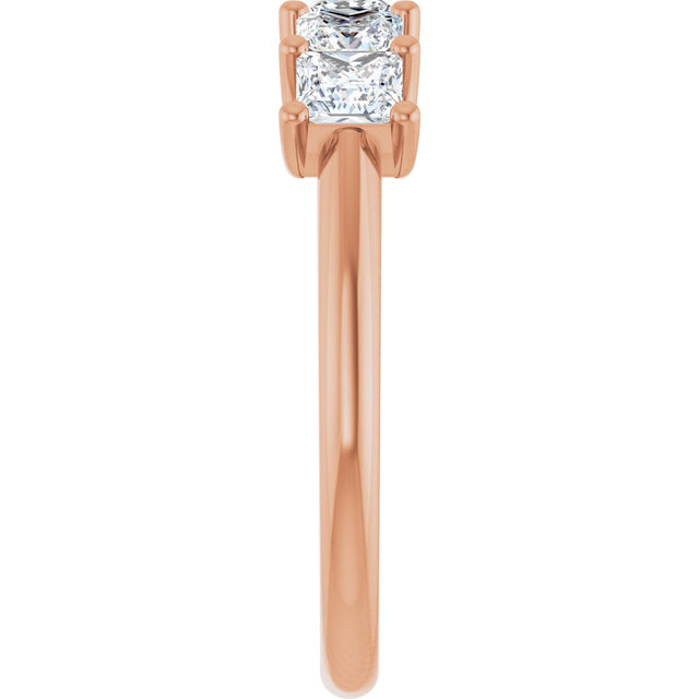 14K Gold Square Lab-Grown Diamond U-Prong Five-Stone Anniversary Band – 1/2–2 CTW - Rose Gold - view 4