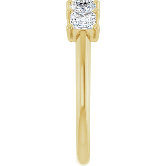 14K Gold Square Lab-Grown Diamond U-Prong Five-Stone Anniversary Band – 1/2–2 CTW - Yellow Gold - view 4