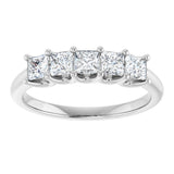14K Gold Square Lab-Grown Diamond U-Prong Five-Stone Anniversary Band – 1/2–2 CTW - White Gold - view 3