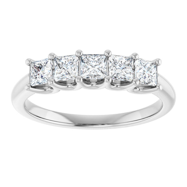 14K Gold Square Lab-Grown Diamond U-Prong Five-Stone Anniversary Band – 1/2–2 CTW - White Gold - view 3