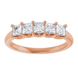 14K Gold Square Lab-Grown Diamond U-Prong Five-Stone Anniversary Band – 1/2–2 CTW - Rose Gold - view 3