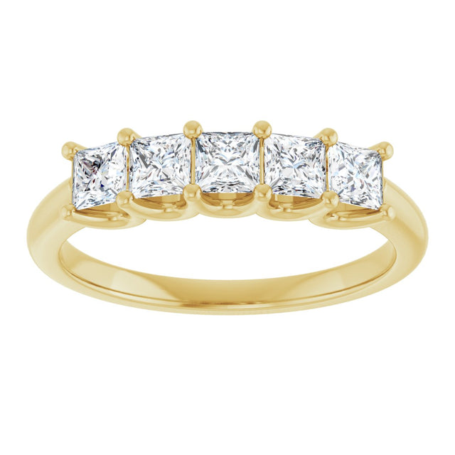 14K Gold Square Lab-Grown Diamond U-Prong Five-Stone Anniversary Band – 1/2–2 CTW - Yellow Gold - view 3