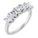 14K Gold Square Lab-Grown Diamond U-Prong Five-Stone Anniversary Band – 1/2–2 CTW - White Gold