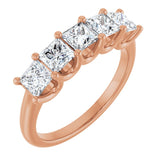14K Gold Square Lab-Grown Diamond U-Prong Five-Stone Anniversary Band – 1/2–2 CTW - Rose Gold