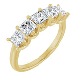 14K Gold Square Lab-Grown Diamond U-Prong Five-Stone Anniversary Band – 1/2–2 CTW - Yellow Gold
