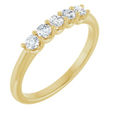 14K Gold Round Lab-Grown Diamond U-Prong Five-Stone Anniversary Band – 2.5 mm Stones - Yellow Gold