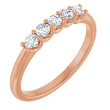 14K Gold Round Lab-Grown Diamond U-Prong Five-Stone Anniversary Band – 2.5 mm Stones - Rose Gold