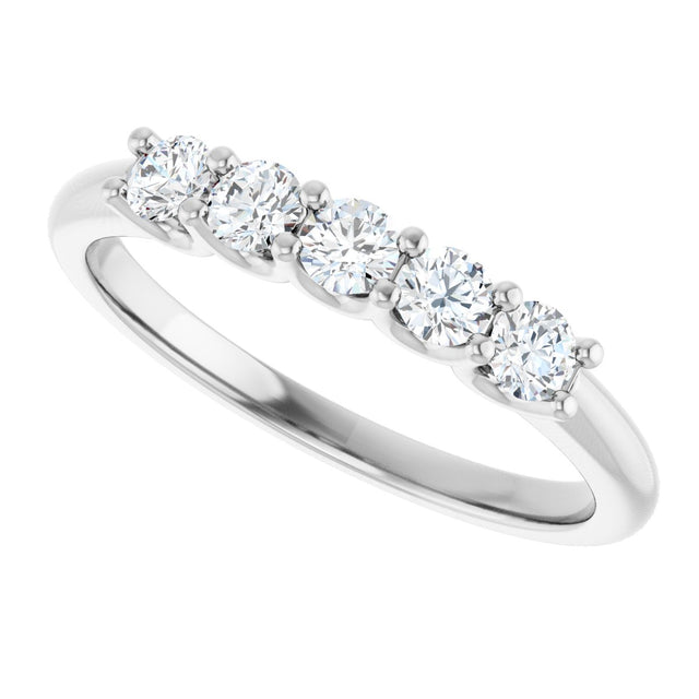 Platinum Round Lab-Grown Diamond U-Prong Five-Stone Anniversary Band – 2.75 mm Stones - view 5