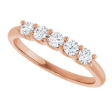 14K Gold Round Lab-Grown Diamond U-Prong Five-Stone Anniversary Band – 2.75 mm Stones - Rose Gold - view 5