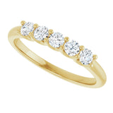 14K Gold Round Lab-Grown Diamond U-Prong Five-Stone Anniversary Band – 2.75 mm Stones - Yellow Gold - view 5