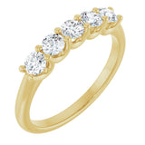 14K Gold Round Lab-Grown Diamond U-Prong Five-Stone Anniversary Band – 3.2 mm Stones - Yellow Gold