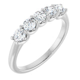 14K Gold Round Lab-Grown Diamond U-Prong Five-Stone Anniversary Band – 3.2 mm Stones - White Gold