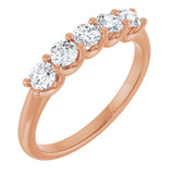 14K Gold Round Lab-Grown Diamond U-Prong Five-Stone Anniversary Band – 3.2 mm Stones - Rose Gold