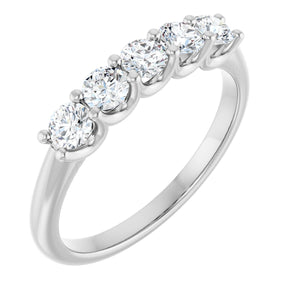 Platinum Round Lab-Grown Diamond U-Prong Five-Stone Anniversary Band – 3.2 mm Stones