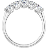 Platinum Round Lab-Grown Diamond U-Prong Five-Stone Anniversary Band – 3.75 mm Stones - view 2
